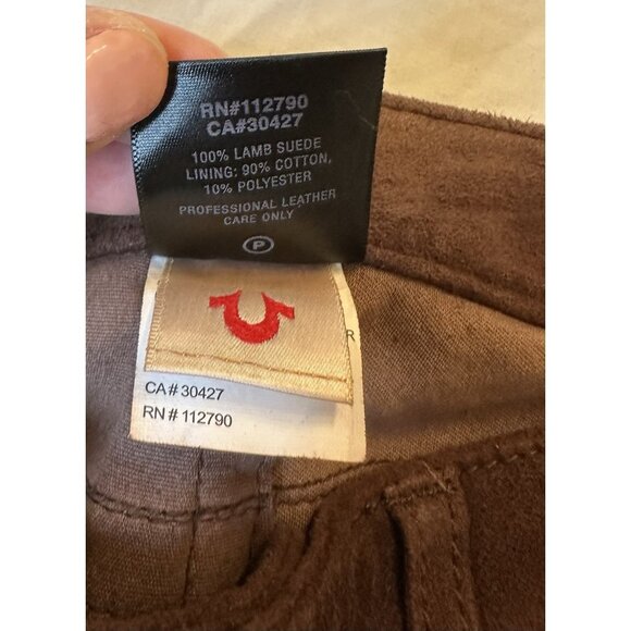True Religion Women's Casey Lamb Leather Suede Skinny Pants Brown 28 M - Picture 5 of 10